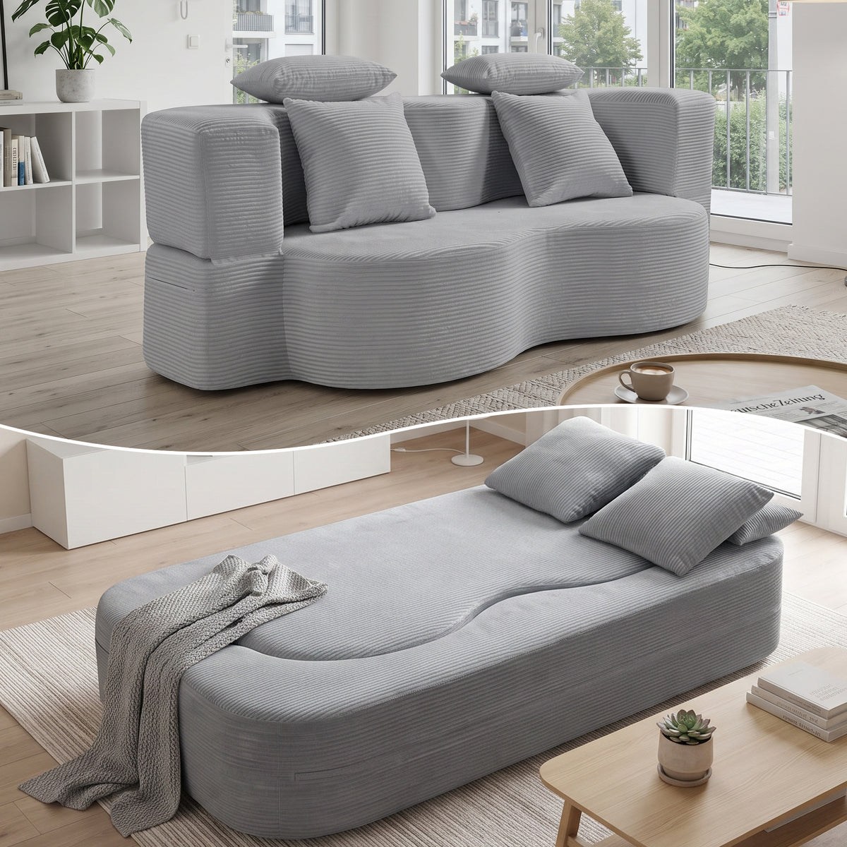 LANOX 2-Sitzer Schlafsofa mit Schlaffunktion, Sofa ohne Montage