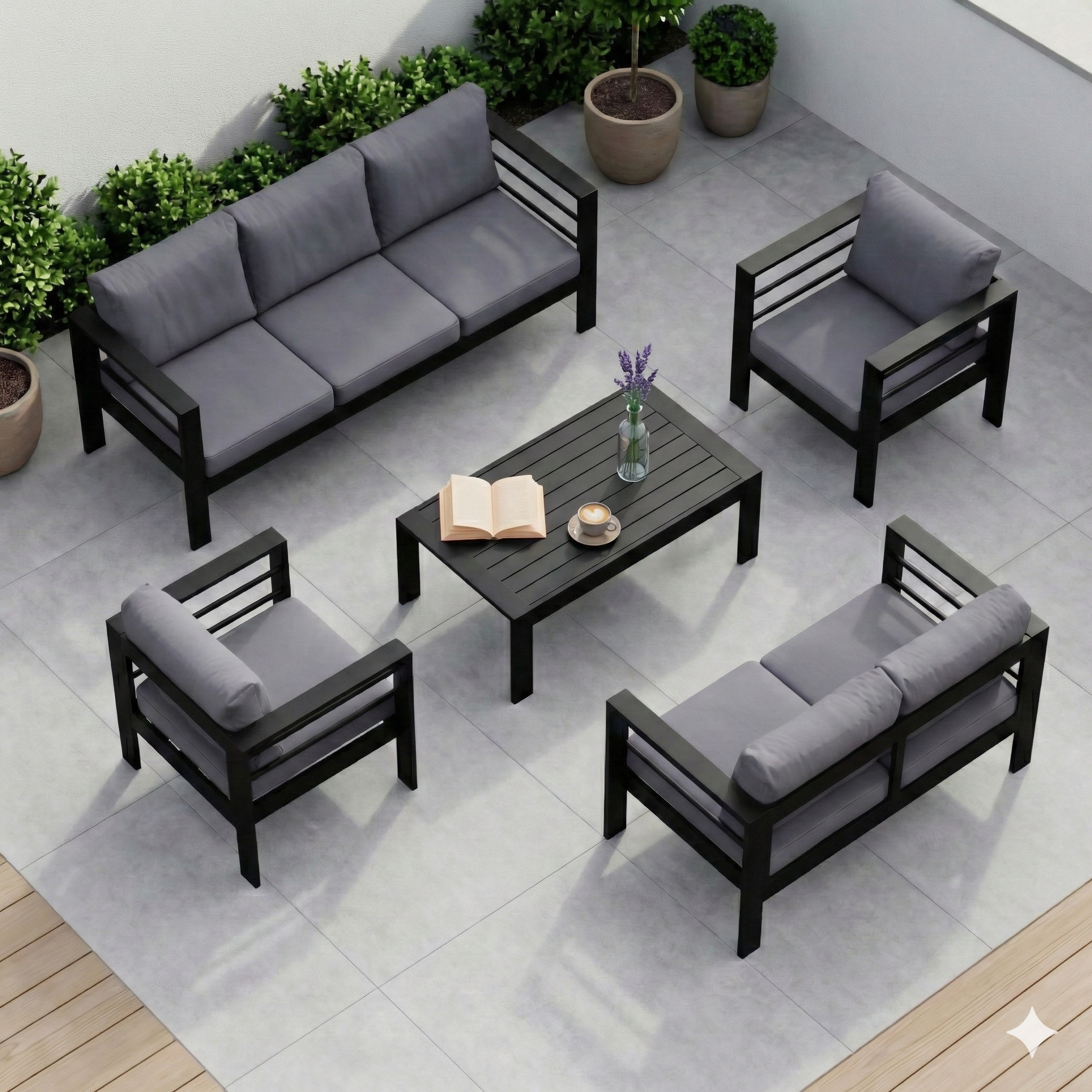 LANOX Milano Gartenlounge Set Aluminium 5-tlg. für 6-7 Personen