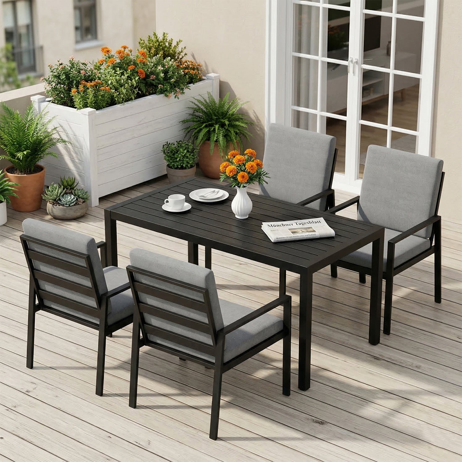 LANOX Aurelia Garten Essgruppe 4 Personen Aluminium