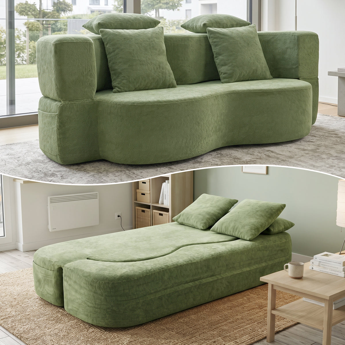 LANOX 2-Sitzer Schlafsofa mit Schlaffunktion, Sofa ohne Montage