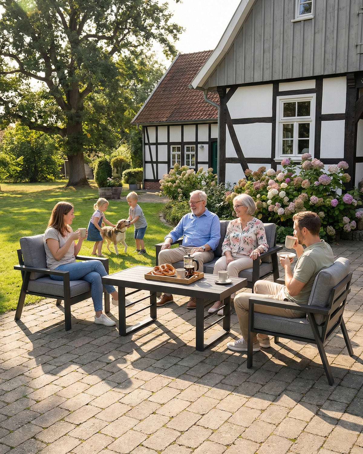 LANOX Torino Gartenlounge Set Aluminium 4-Sitzer mit Tisch