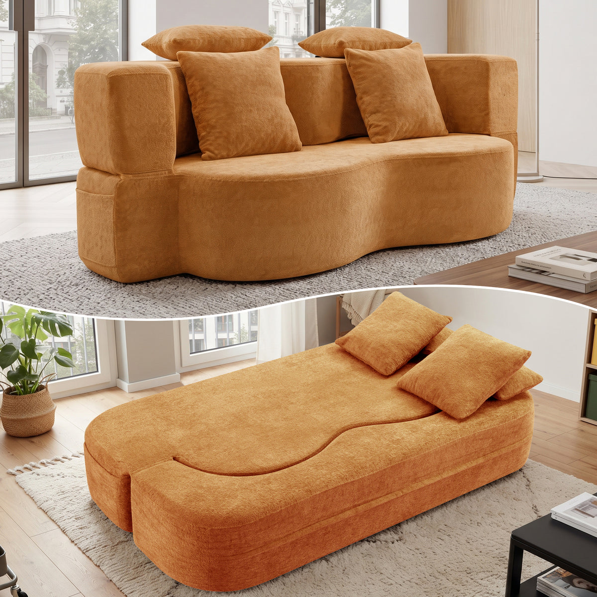 LANOX 2-Sitzer Schlafsofa mit Schlaffunktion, Sofa ohne Montage