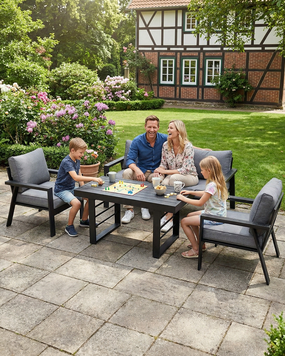 LANOX Torino Alu Gartenlounge Set 4-tlg. mit Esstisch