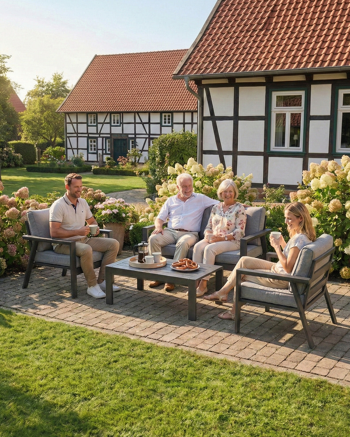 LANOX Torino Balkonmöbel Set 4 Personen mit Sofa und Tisch