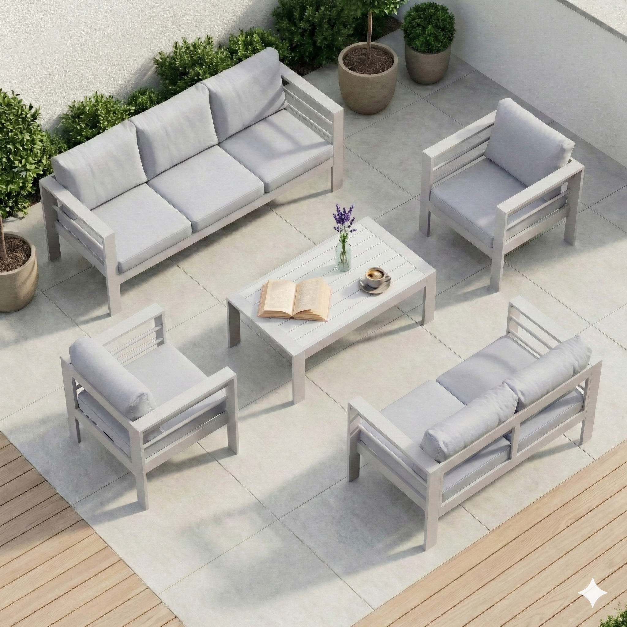 LANOX Milano Gartenlounge Set Aluminium 5-tlg. für 6-7 Personen