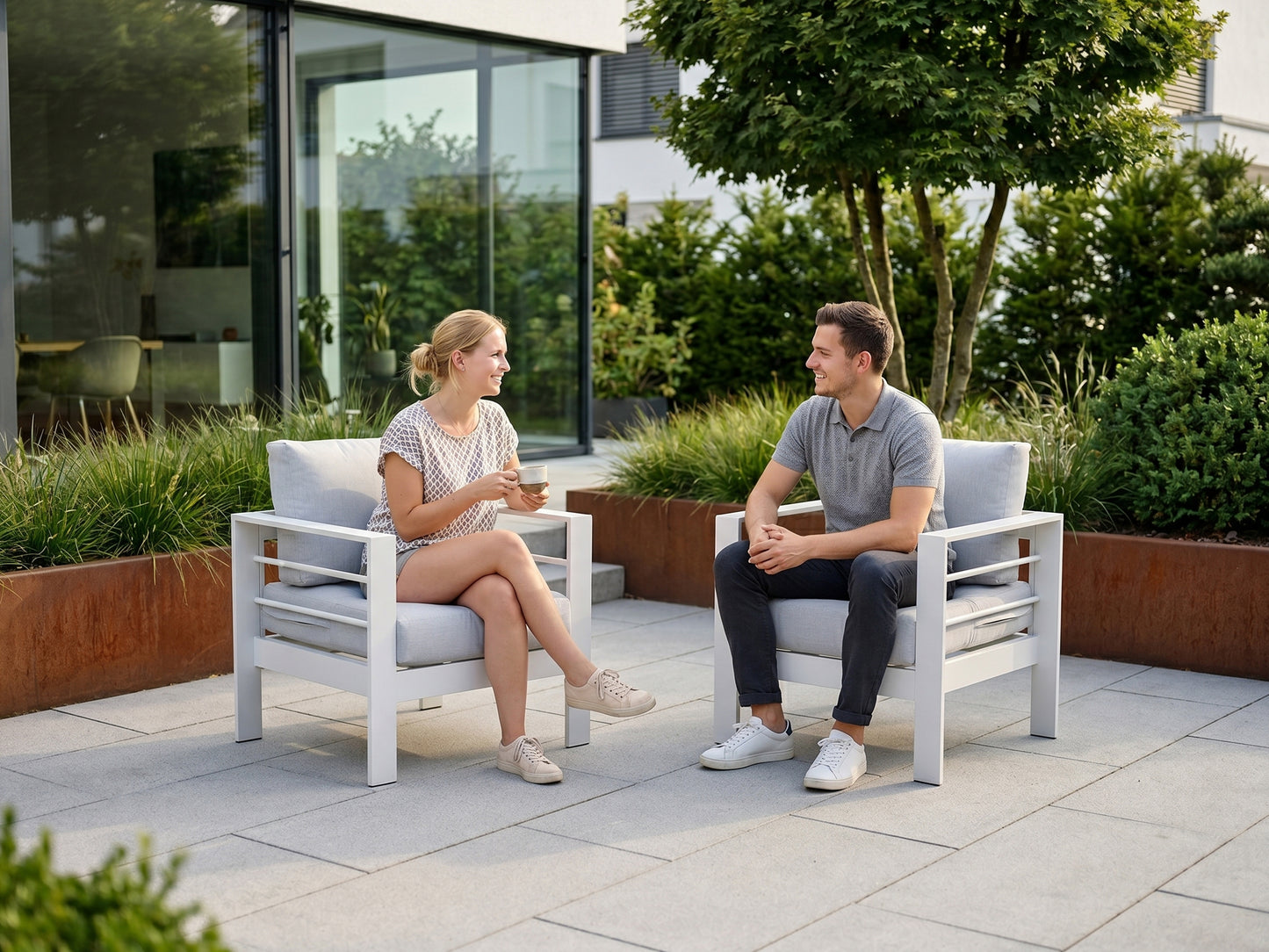 LANOX Milano Aluminium Gartensessel Set, 2-tlg. für 2 Personen