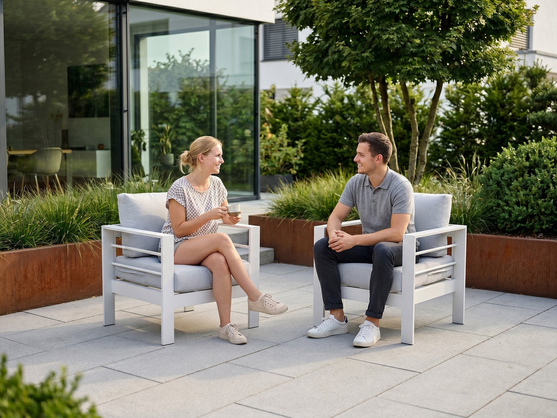 LANOX Milano Aluminium Gartensessel Set, 2-tlg. für 2 Personen