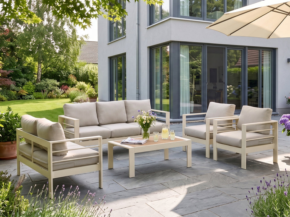 LANOX Milano Aluminium Gartenlounge Set, 5-tlg. für 6-7 Personen