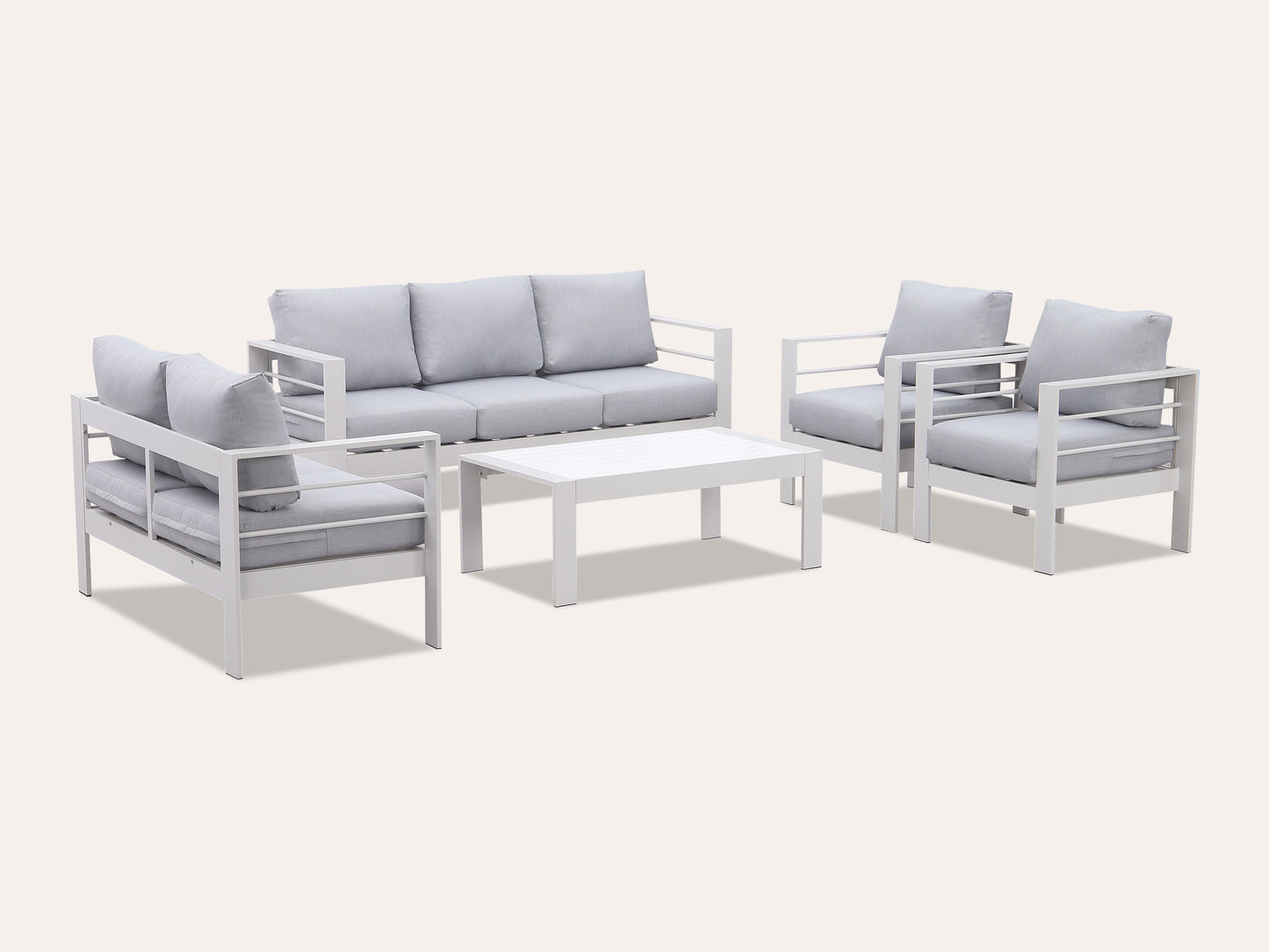 LANOX Milano Aluminium Gartenlounge Set, 5-tlg. für 6-7 Personen