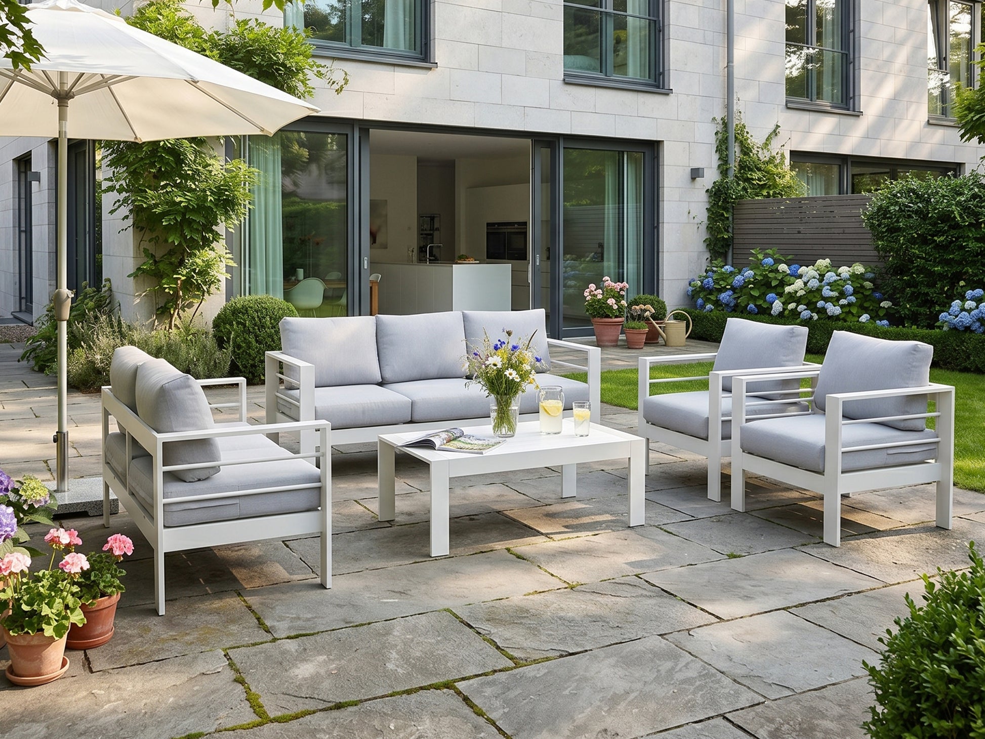 LANOX Milano Aluminium Gartenlounge Set, 5-tlg. für 6-7 Personen