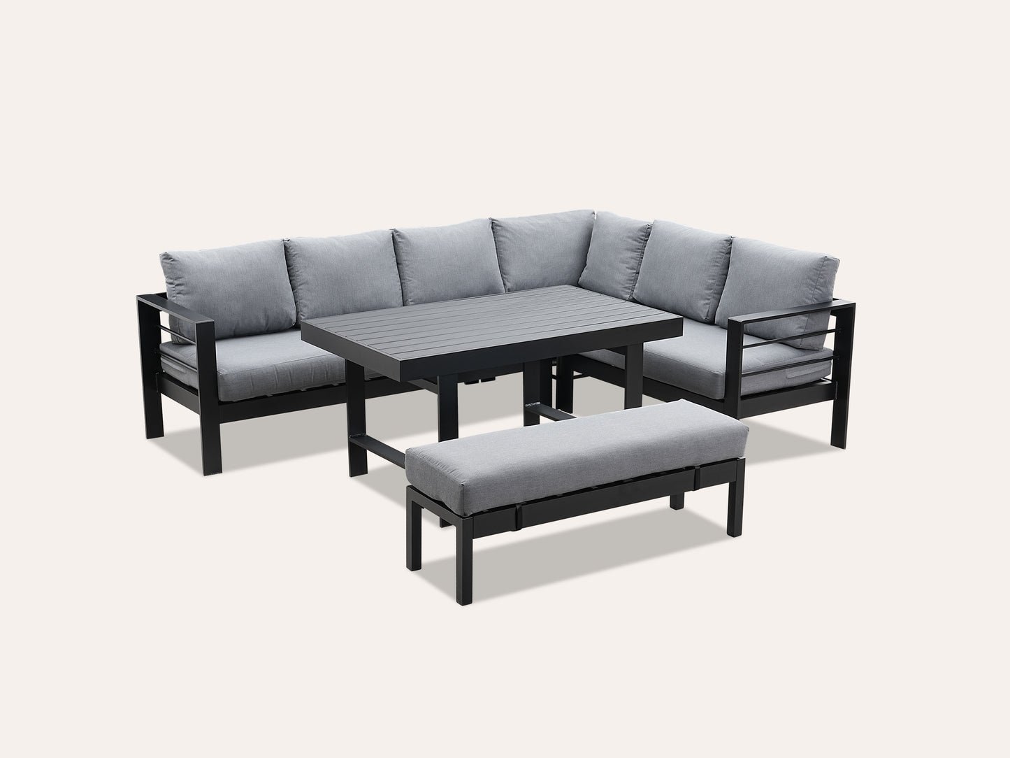 LANOX Modena Aluminium Gartenlounge Set mit Tisch & Bank
