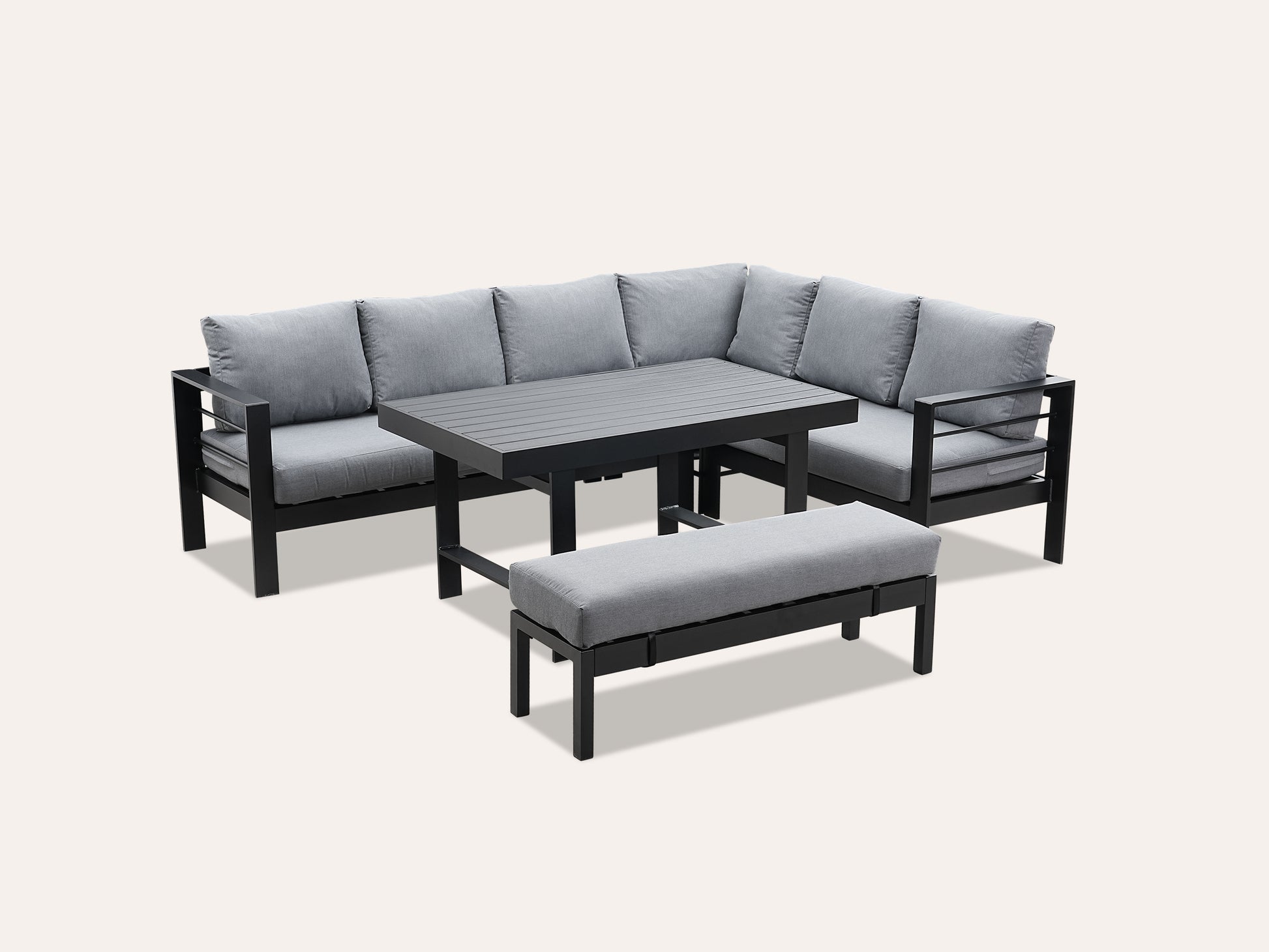 LANOX Modena Aluminium Gartenlounge Set mit Tisch & Bank