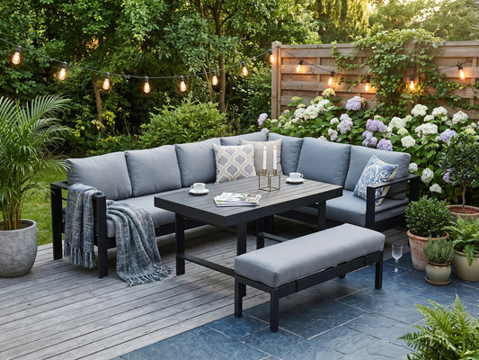 LANOX Modena Aluminium Gartenlounge Set mit Tisch & Bank