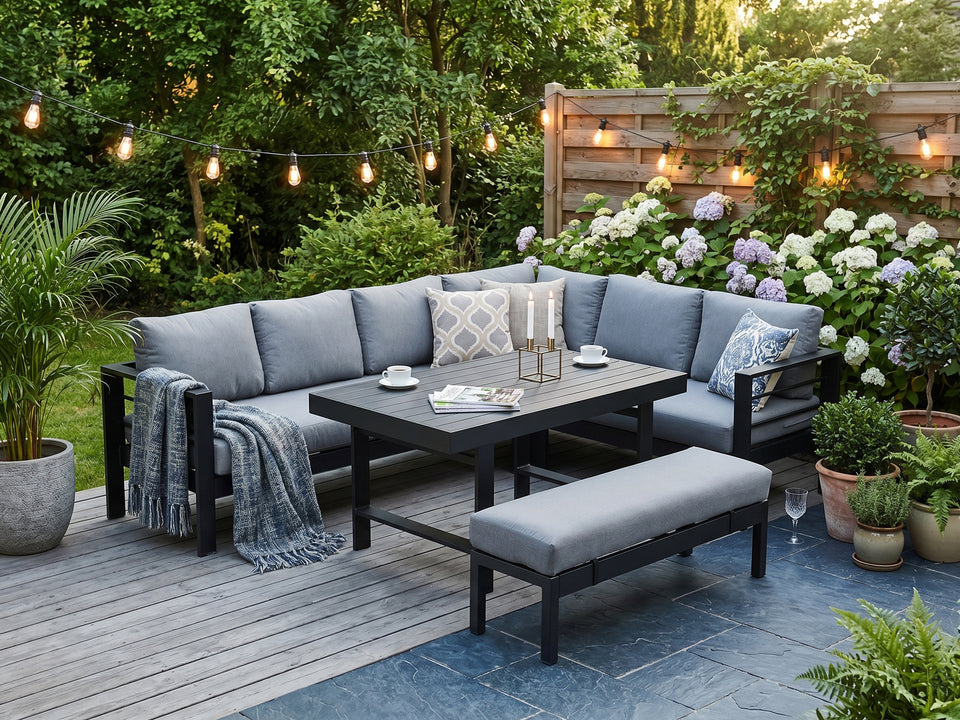 LANOX Modena Aluminium Gartenlounge Set mit Tisch & Bank
