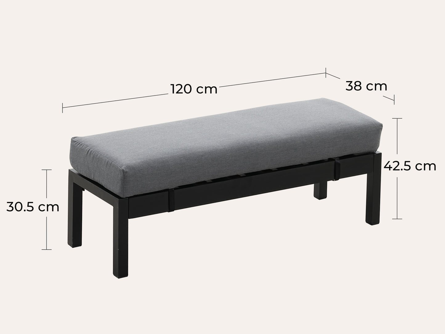 LANOX Modena Aluminium Gartenlounge Set mit Tisch & Bank