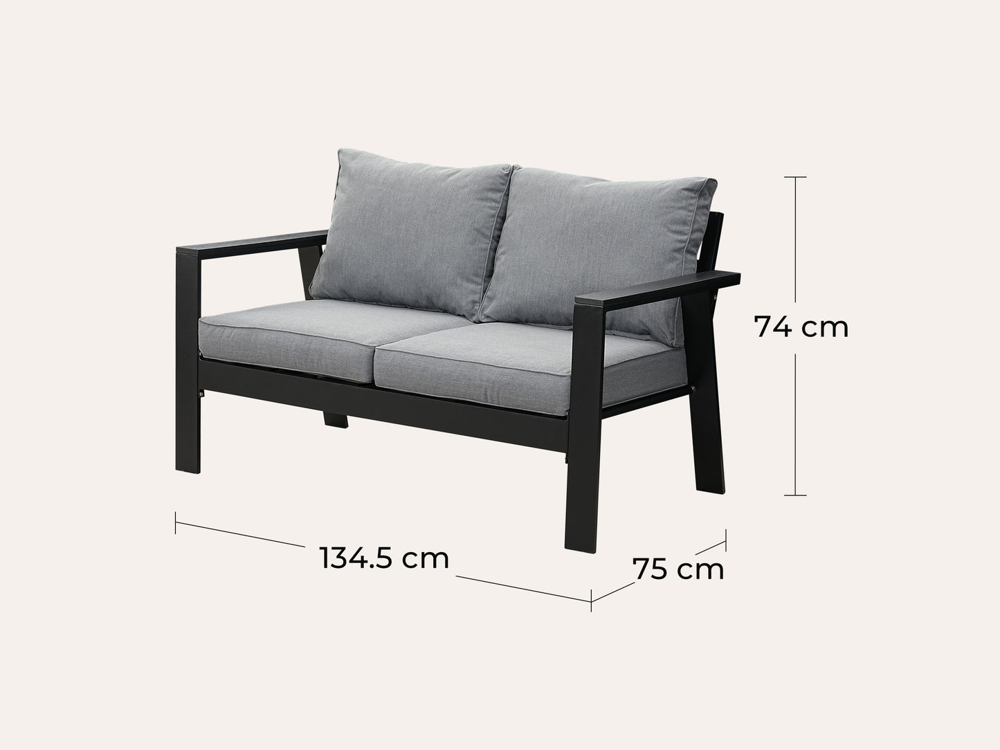 LANOX Torino Balkonmöbel Set 4 Personen mit Sofa und Tisch