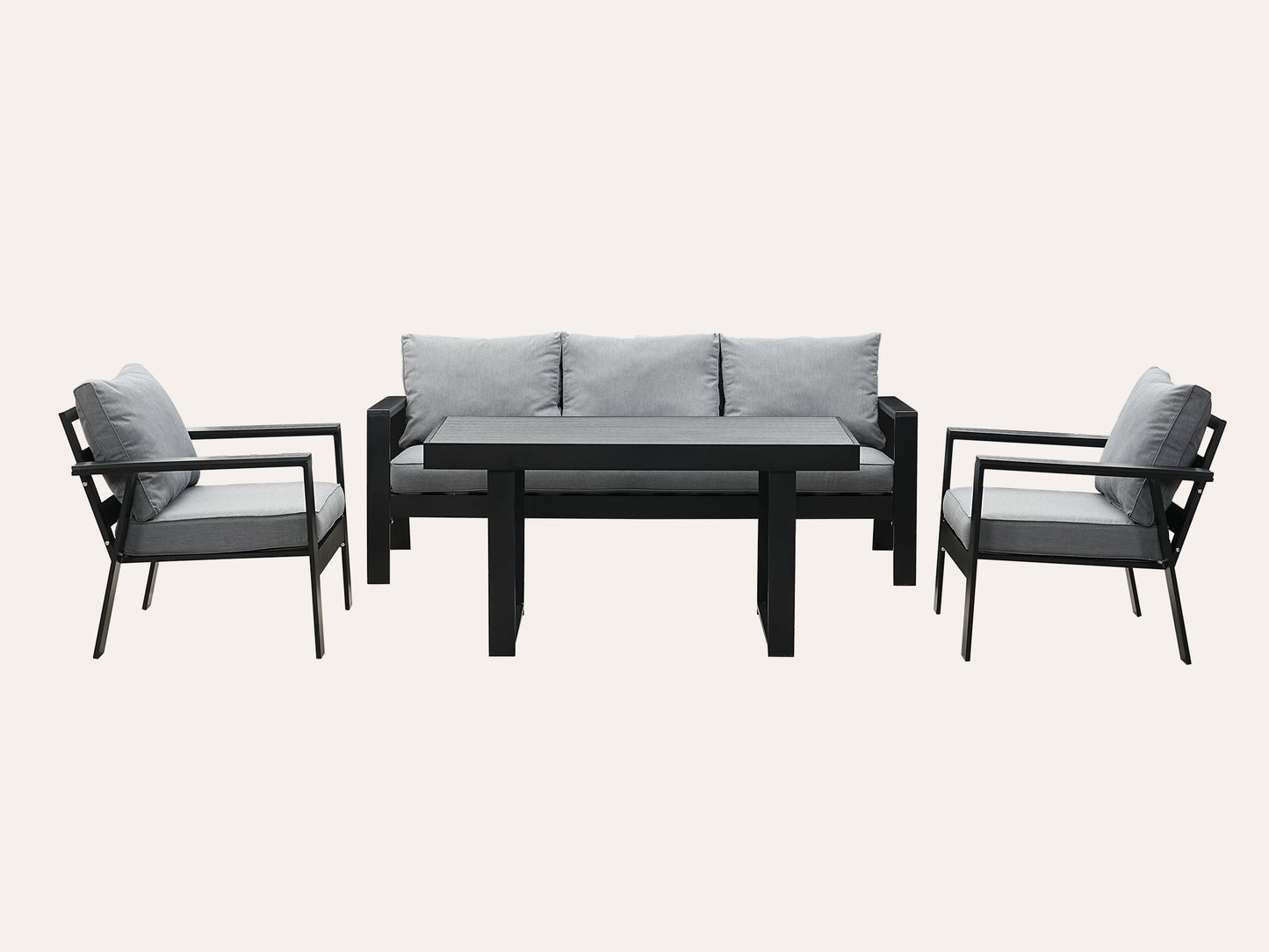LANOX Torino Alu Gartenlounge Set 4-tlg. mit Esstisch