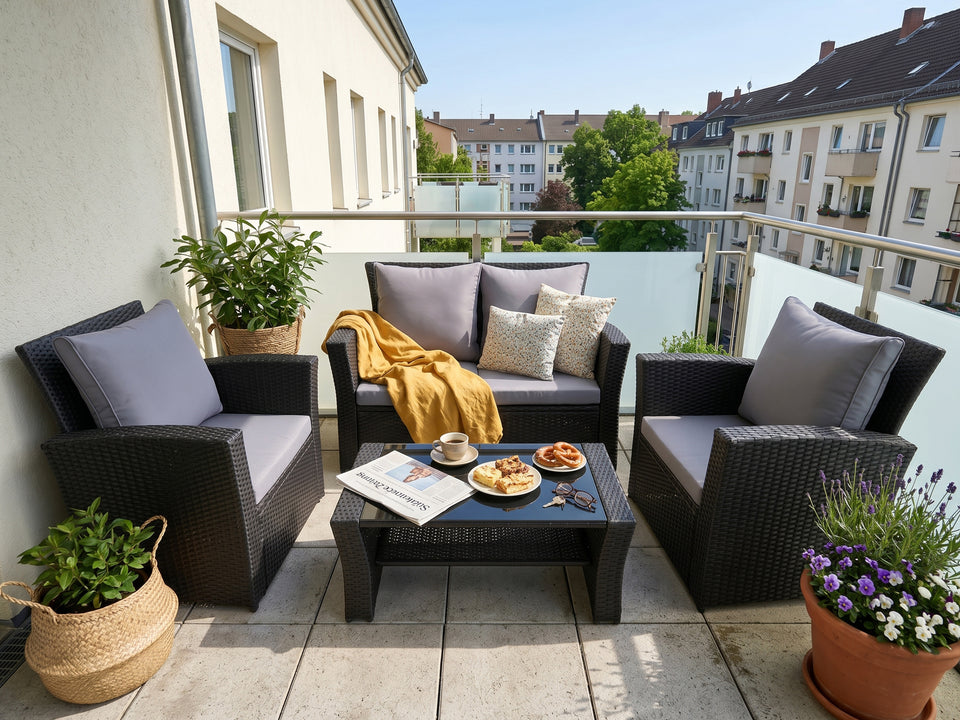 LANOX Verona Polyrattan Gartenmöbel Set, 4-teilig