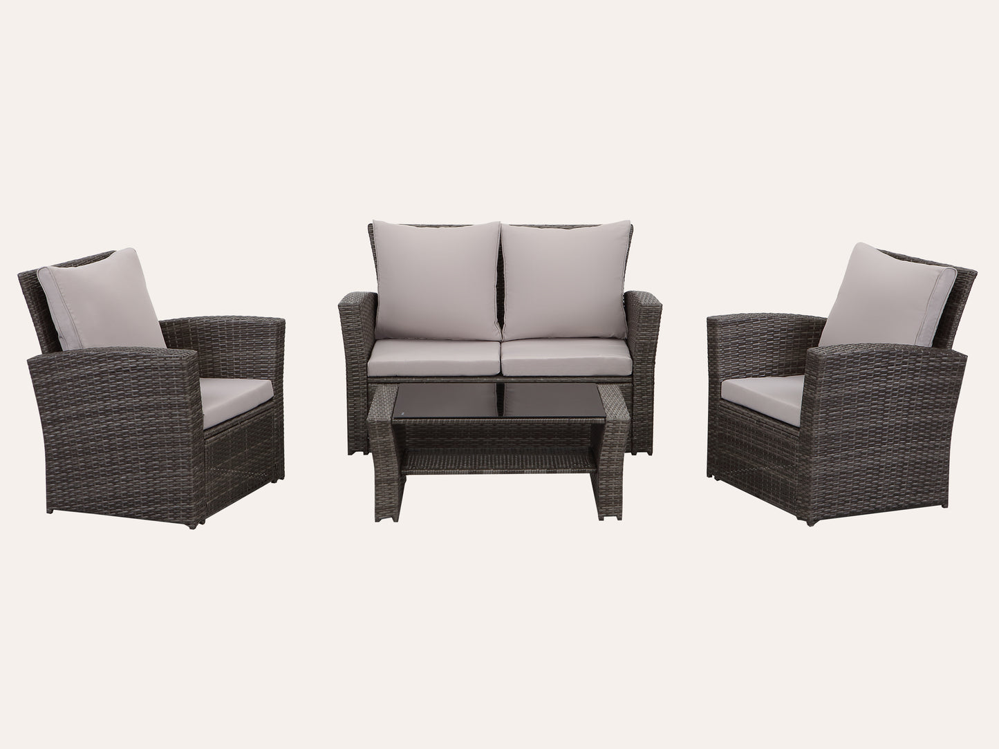 LANOX Verona Polyrattan Gartenmöbel Set, 4-teilig