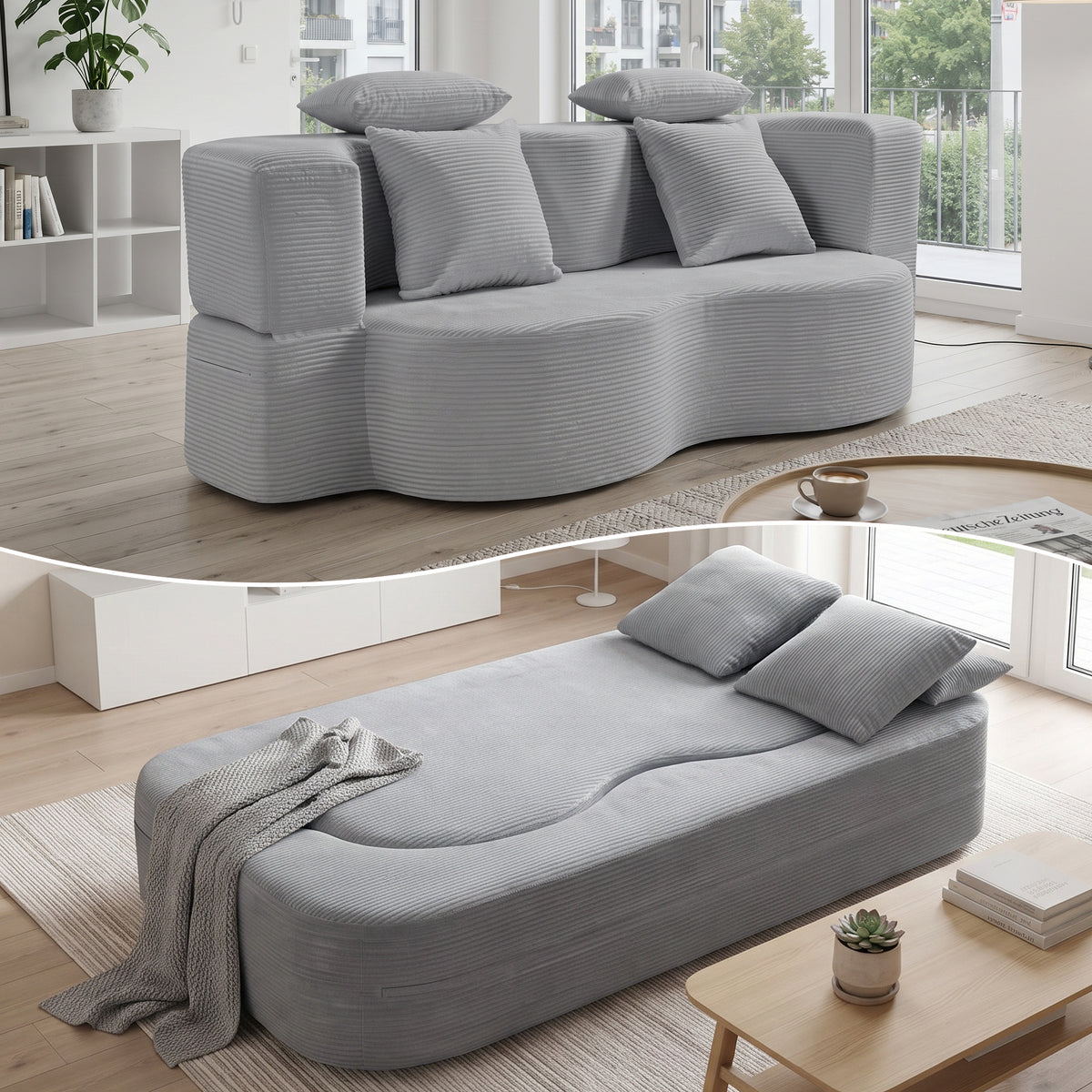 LANOX 2-Sitzer Schlafsofa mit Schlaffunktion, Sofa ohne Montage