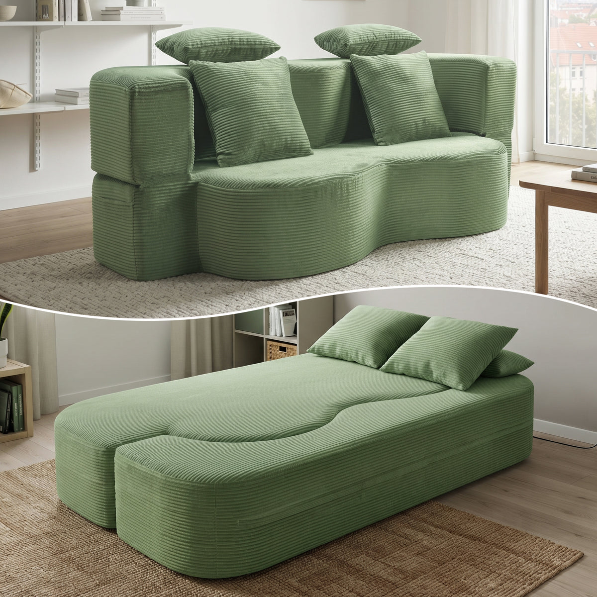 LANOX 2-Sitzer Schlafsofa mit Schlaffunktion, Sofa ohne Montage
