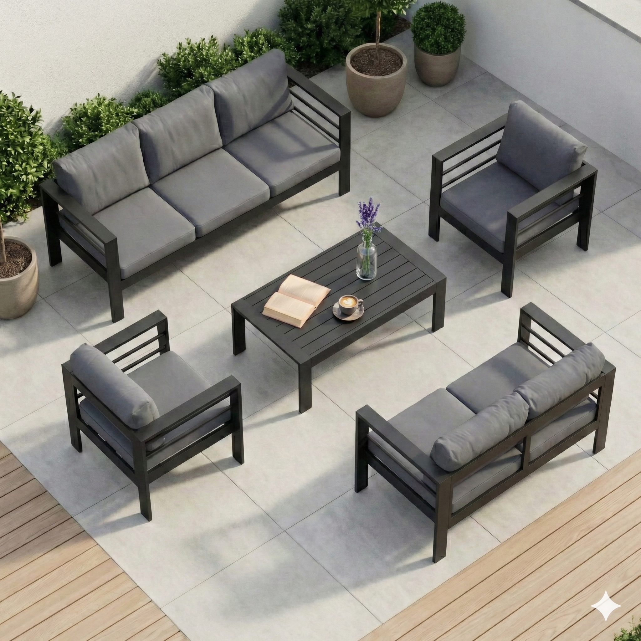 LANOX Milano Gartenlounge Set Aluminium 5-tlg. für 6-7 Personen