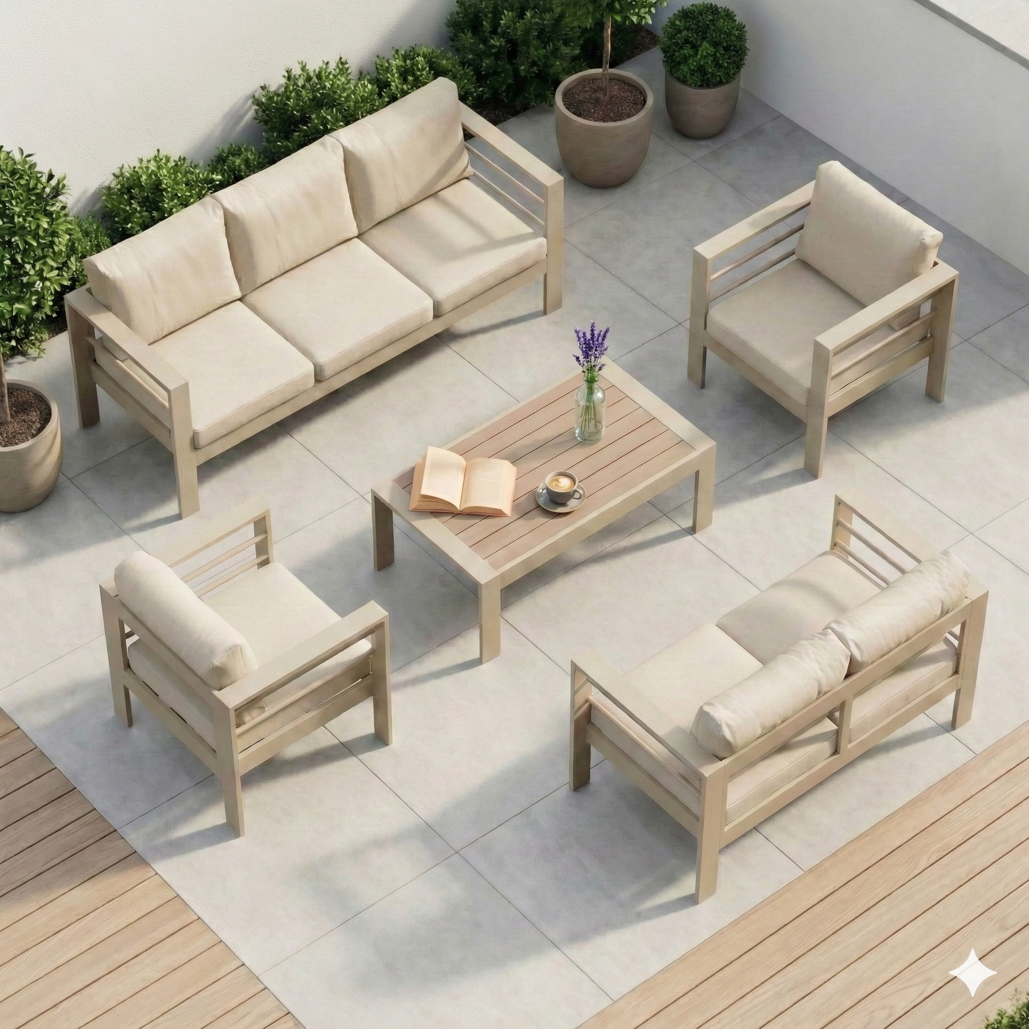 LANOX Milano Gartenlounge Set Aluminium 5-tlg. für 6-7 Personen